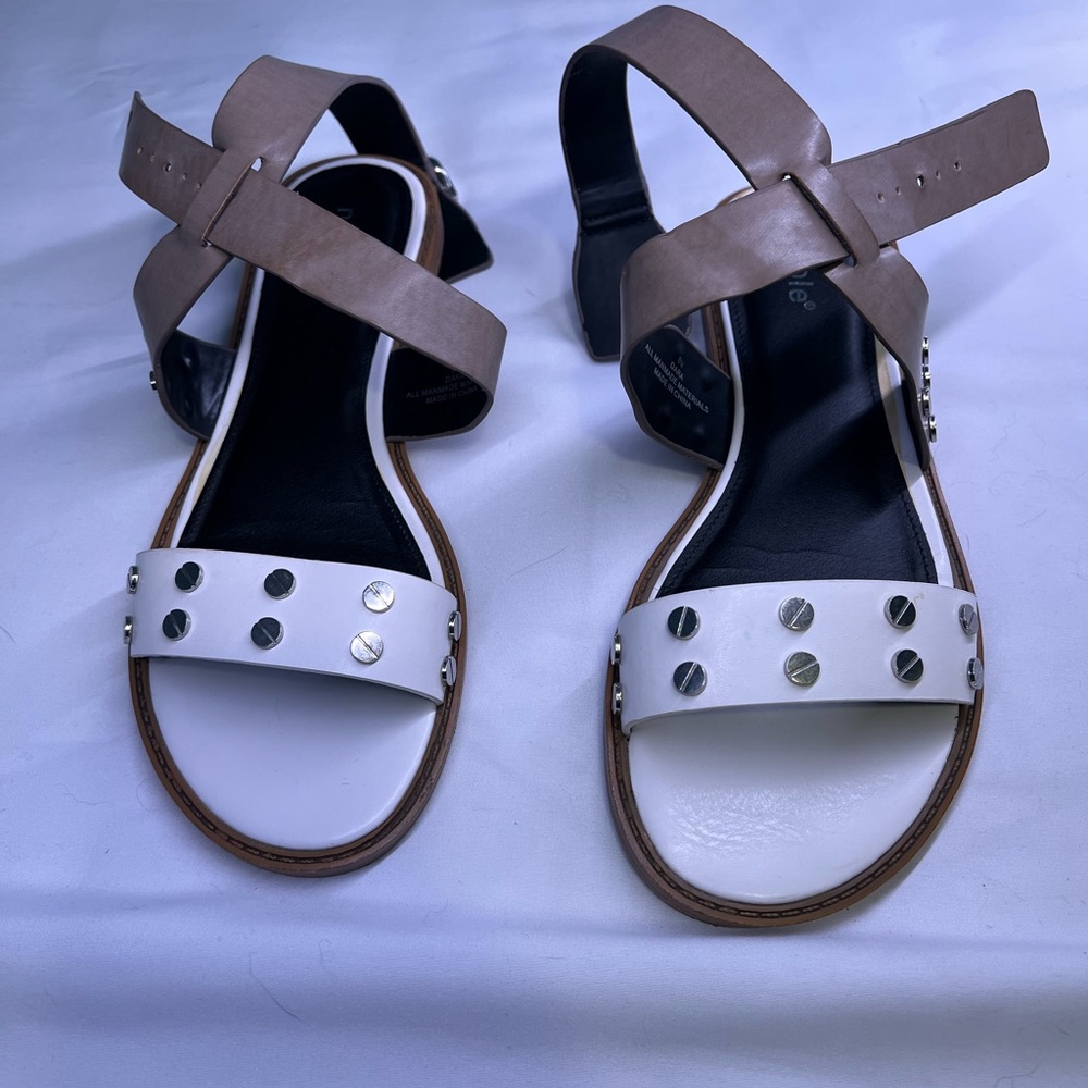 Nicole Studded Tan and White Sandal